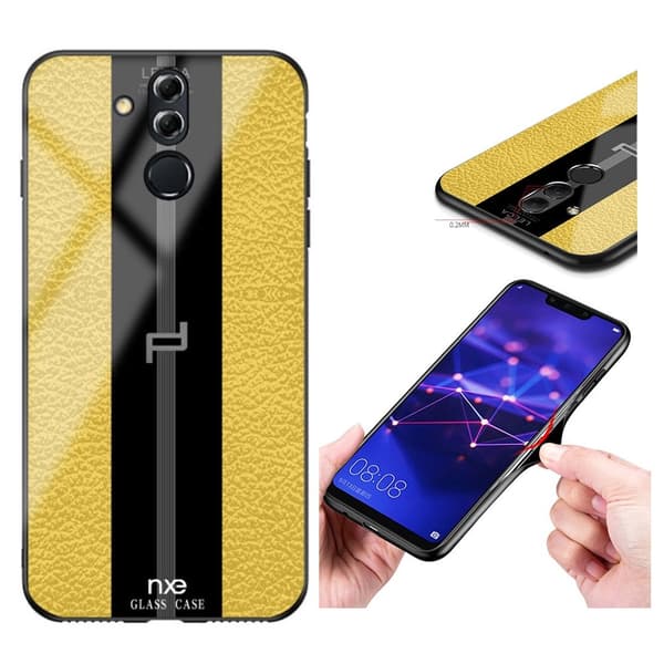 NXE LELCA serie Huawei Mate 20 Lite texturskal med härdat glas - Gul Gul