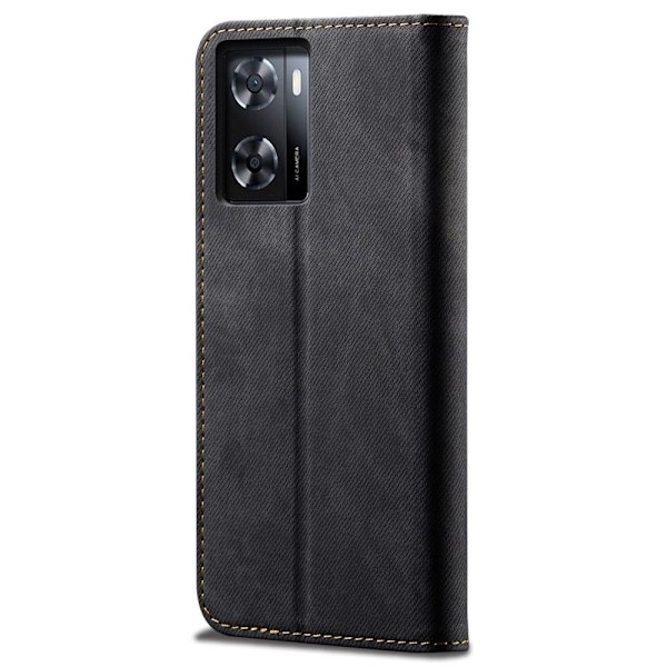 Jeans Realme og Oppo Phone Flip Etui - Sort Black