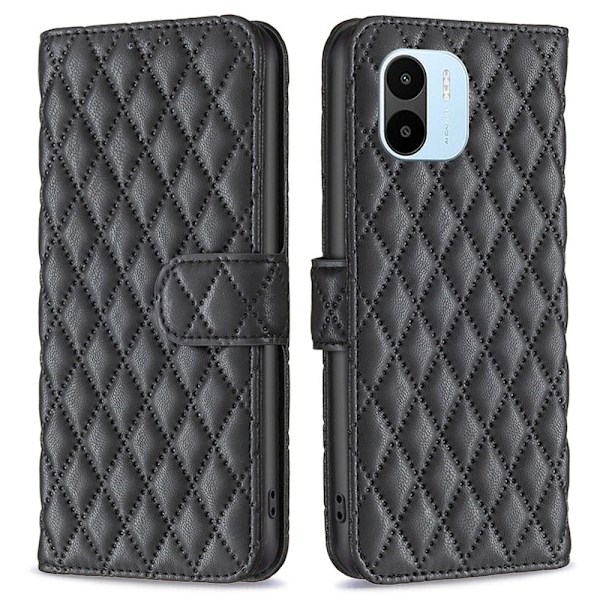 Rhombus mat Xiaomi Redmi A1 flip etui - Sort Black