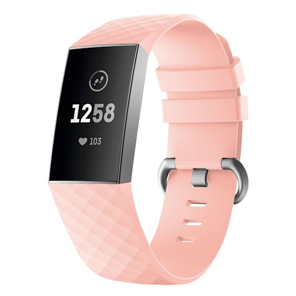 Fitbit Charge 3 erstatnings urrem i silikone - str. L/Lyserød Pink