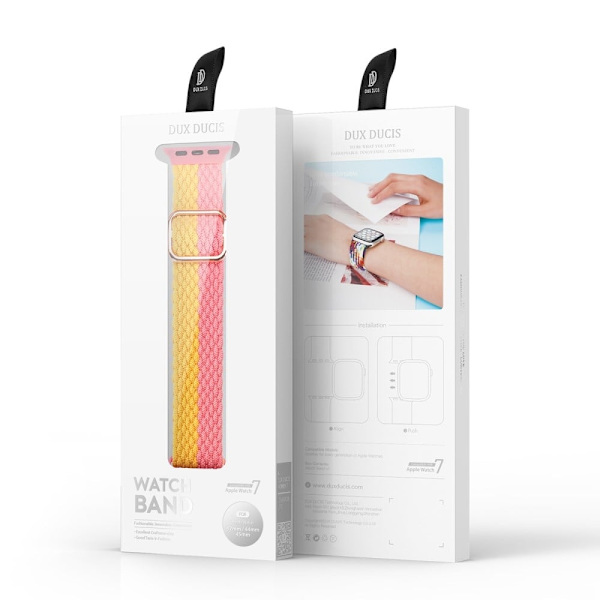 DUX DUCIS Apple Watch (45mm) elastisk nylon-urrem - Lyserød / Gul Yellow