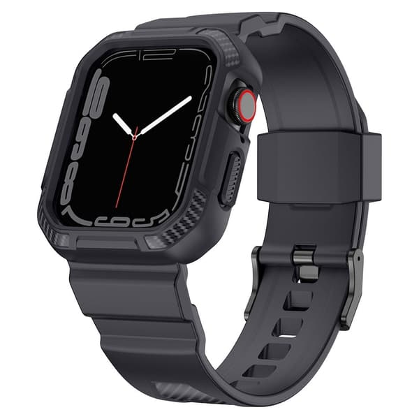 Apple Watch (41 mm) karbonfiberdeksel med klokkerem - Mørkegrå Silver grey