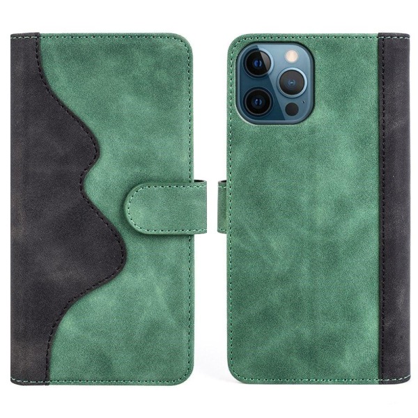 To-farvet iPhone 12 Pro Max læderetui - Grøn Green