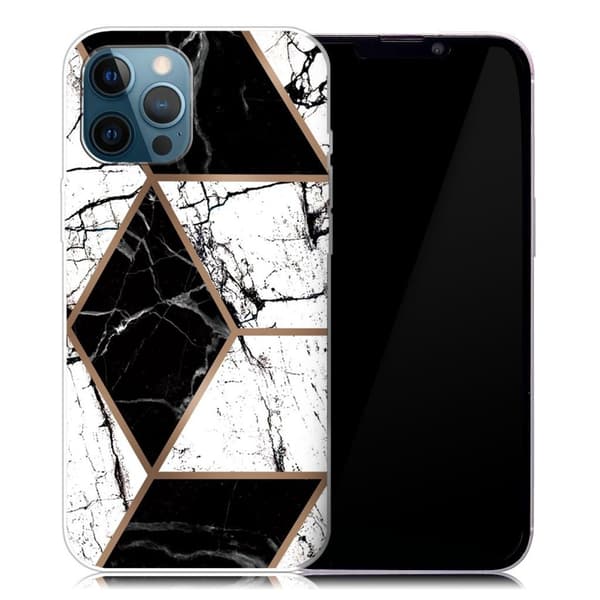 Marmormotiv iPhone 13 Pro Max skal - Svart Och Vit Marmorform multifärg