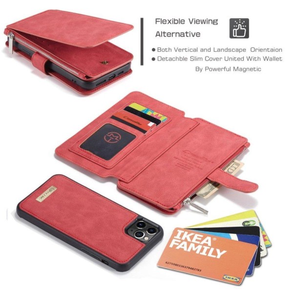 CaseMe iPhone 11 Pro retro lompakkokotelo - Punainen Red