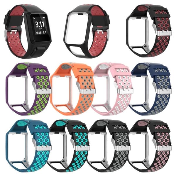 TomTom Runner 2 / 3 / Multi-Sport kaksivärinen silikonikellonauha - Musta / Harmaa Black