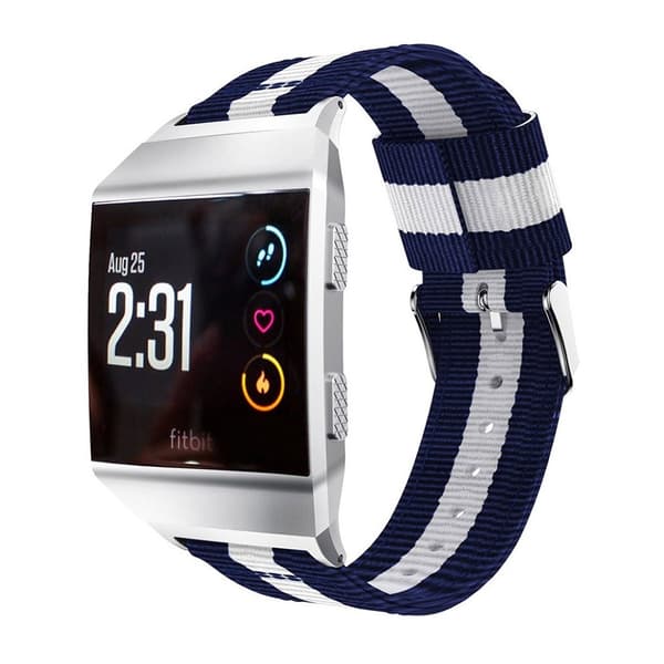 Fitbit Ionic Erstatnings klokkereim laget av nylon - Blå og hvit Multicolor