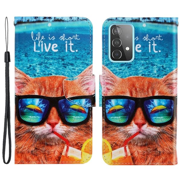 Wonderland Samsung Galaxy A33 5G Flip Etui - Briller Kat Multicolor
