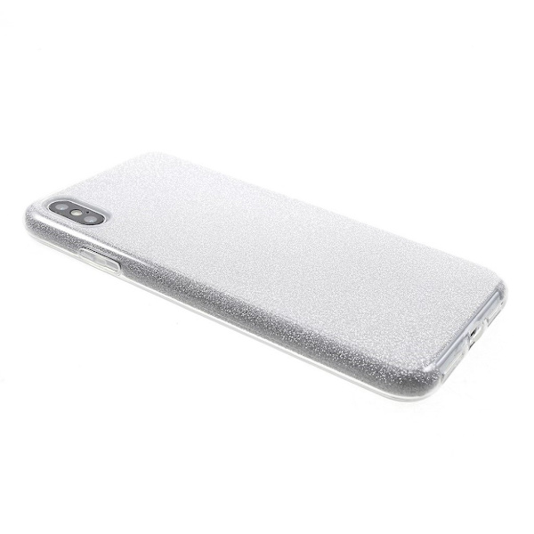 Glitter iPhone Xs Max skal - Silver/Grå Silvergrå