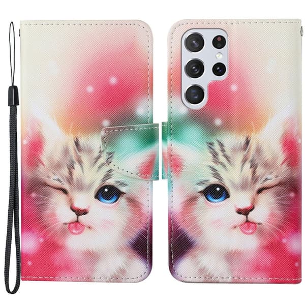 Wonderland Samsung Galaxy S22 Ultra flip etui - Kat Multicolor