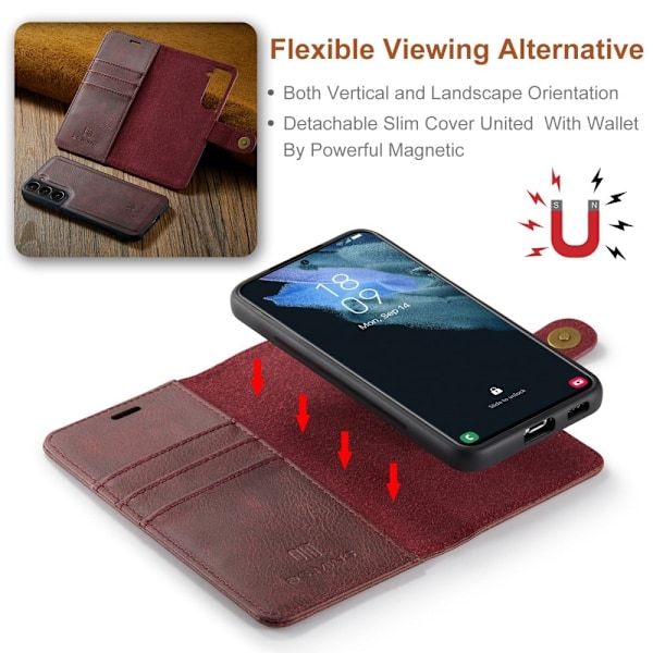 DG.Ming Samsung Galaxy S22 2-in-1 Lompakko Suojakotelo - Punainen Red