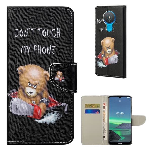 Wonderland Nokia 1.4 Flip etui - Angry Bear Black