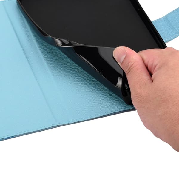 Samsung Galaxy Tab A8 10.5 (2021) läderfodral med tryck av fjärilsblomma - Blå Blå