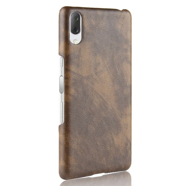 Sony Xperia L3 litchi tekstur læder etui - Brun Brown