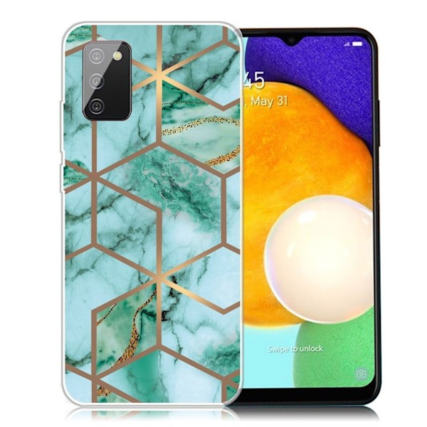 Marble Samsung Galaxy A03s Suojakotelo - Emerald Cube Pattern Green