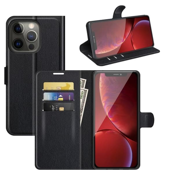 Klassisk iPhone 13 Pro flip etui - Sort Black