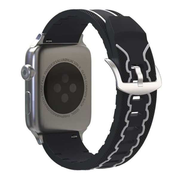 Apple Watch Series 4 40mm ECG mønster silikone Urrem - Sort / Hvid Black