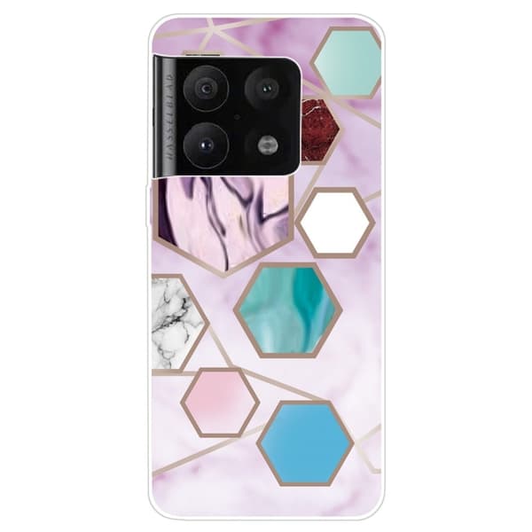 Marble OnePlus 10 Pro Etui - Sekskant Fragmenter i Lilla Multicolor