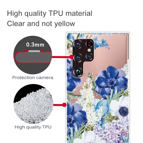 Deco Samsung Galaxy S22 Ultra skal - Akvarellblomma multifärg