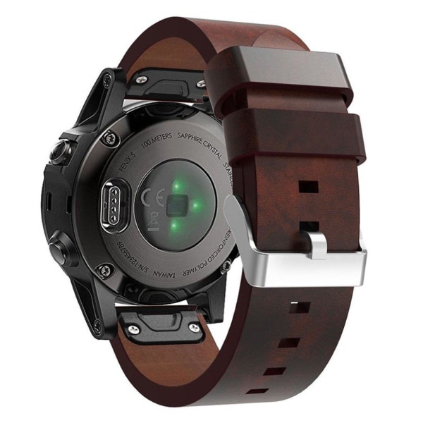 Garmin Fenix 5 210mm læderurrem - brun Brown