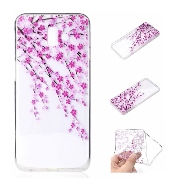 Samsung Galaxy J6 Plus (2018) kohokuvilllinen pehmeä silikooni takasuoja kuori - Kirsikka Puu Pink