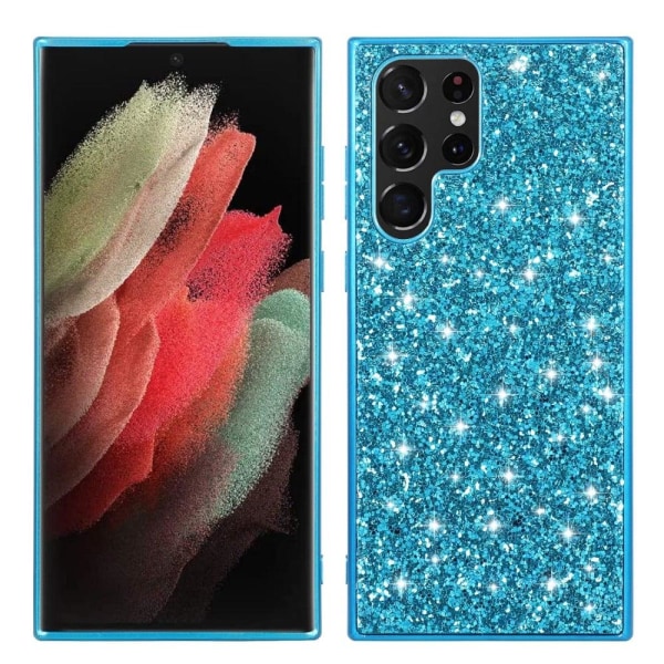 Glitter Samsung Galaxy S23 Ultra skal - Blå Blå
