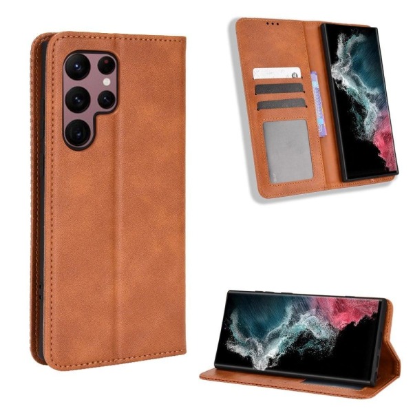 Bofink Vintage Samsung Galaxy S22 Ultra Læder Etui - Brun Brown