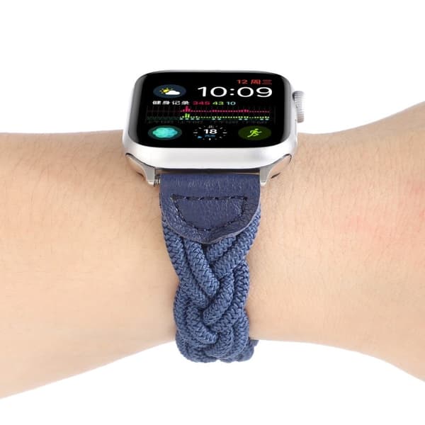Apple Watch Series 6 / 5 44mm woven braid watch band - Dark Blue Blå