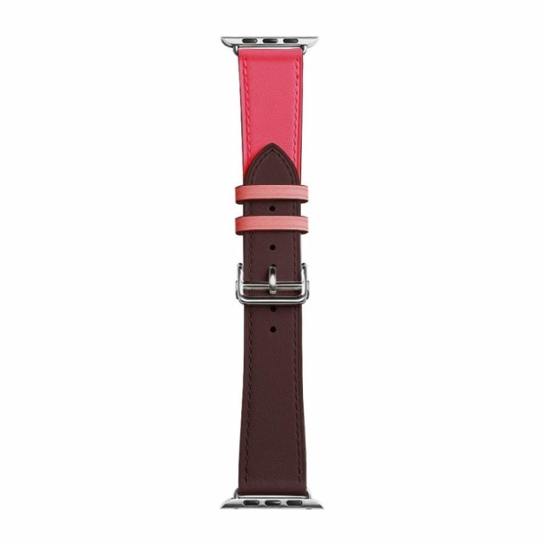 ægte læder sølv spænde rem til Apple Watch Series 6 / 5 40mm - Wine rød rose Red