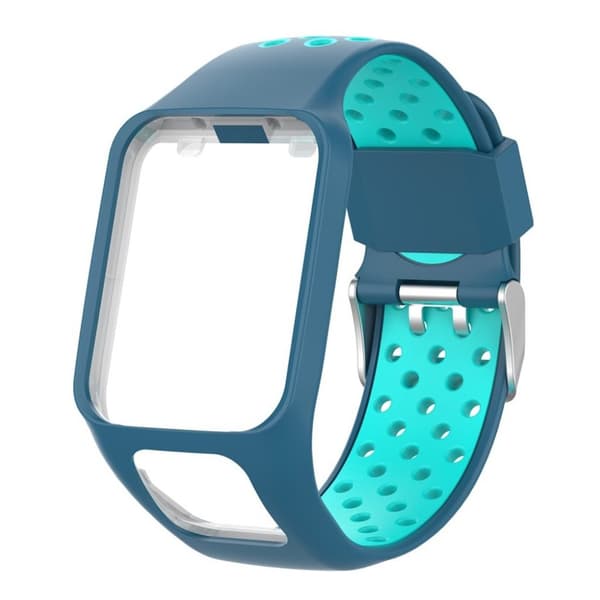 TomTom Runner 2 / 3 / Multi-Sport kaksivärinen silikonikellonauha - Vaaleansininen / Syaani Blue