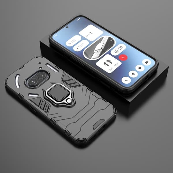 Hybrid Nothing Phone (2a) cover med støttefod og bilmontering - Sort Black