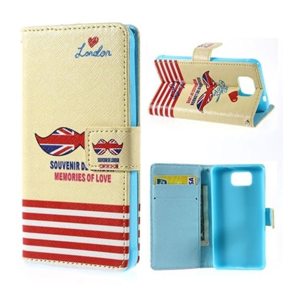 Moberg (Jack Mustache) Samsung Galaxy Alpha Lær Flipp Case Multicolor