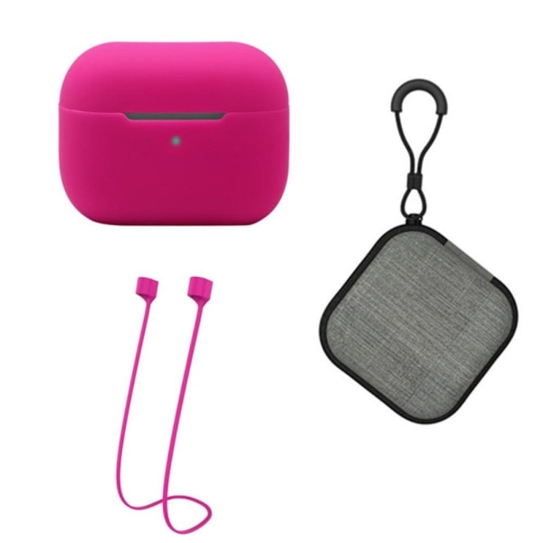 AirPods Pro 2 silicone case with strap and storage box - Rose Rosa