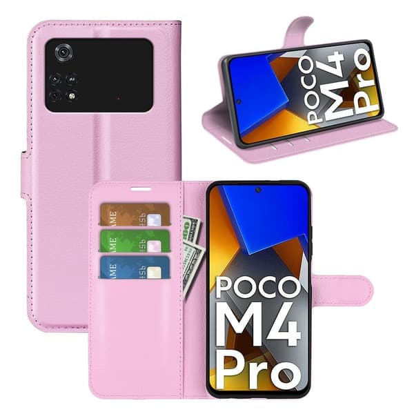 Klassisk Xiaomi Poco M4 Pro flip etui - Pink Pink