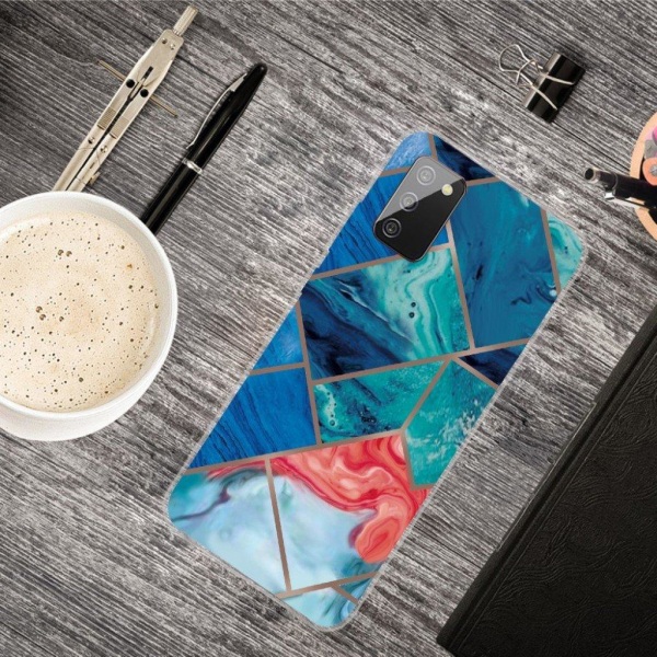 Marble design Samsung Galaxy A02s (166mm) kotelot - Sininen Ja Oranssi Marmori Blue