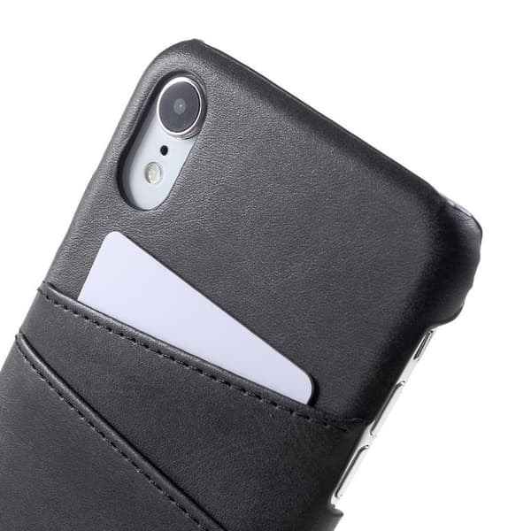 iPhone Xr læderetui med dobbelte kortlommer - Sort Black