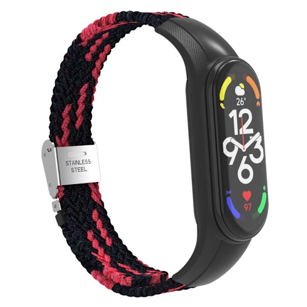 Xiaomi Mi Band 7 nylon-urrem - Sort / Rød Black