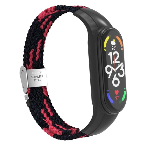 Xiaomi Mi Band 7 nylonklokkerem - Svart / Rød Black
