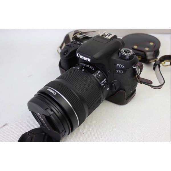 Canon EOS 77D / 800D kameraskydd väska linsväska rem konstläder - Svart Svart