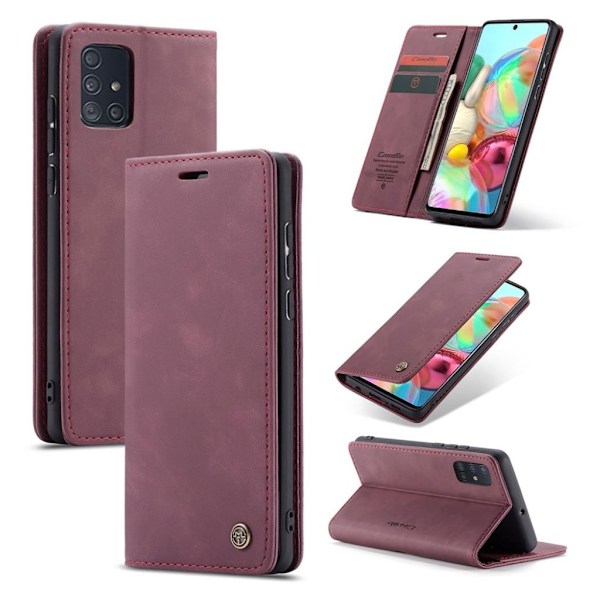 CaseMe Samsung Galaxy A71 Vintage Etui - Rødvin Red