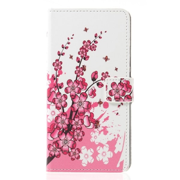 Huawei Mate 20 Lite flipfodral i läder med mönsterutskrift - Fersken Blomstring Rosa
