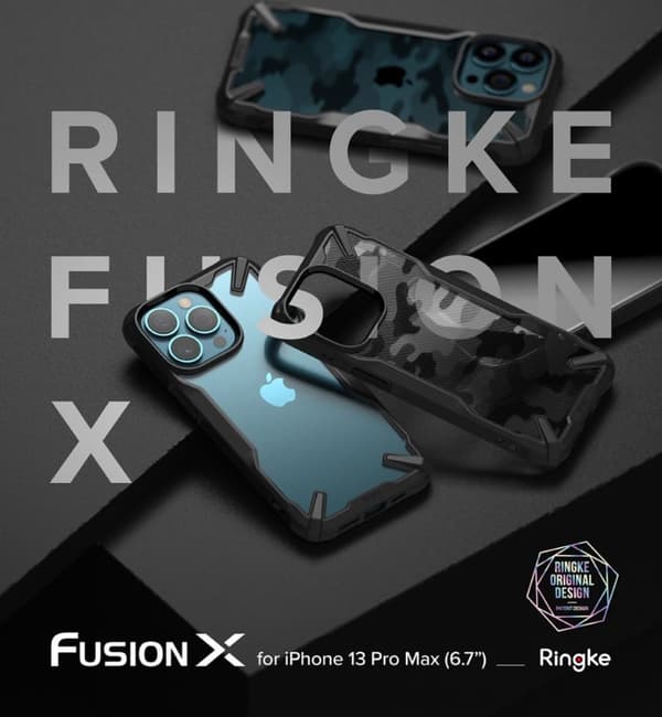 RINGKE FUSION X DESIGN - iPhone 13 Pro Max - Kamouflage Svart Svart