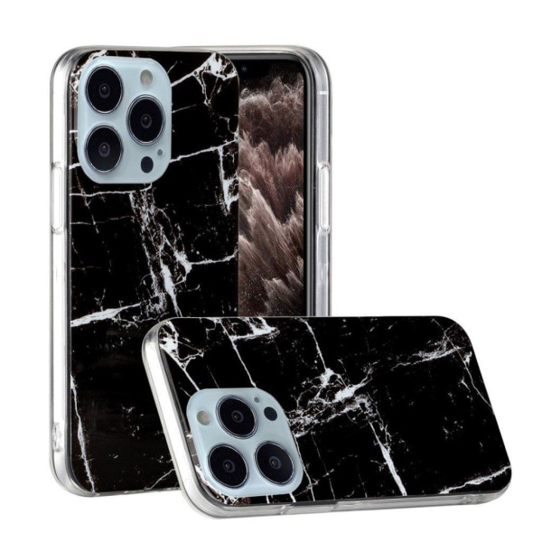 Marble design iPhone 13 Pro cover - Klassisk Sort Black