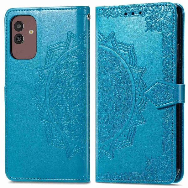 Mandala läder Samsung Galaxy M13 5G fodral - Blå Blå