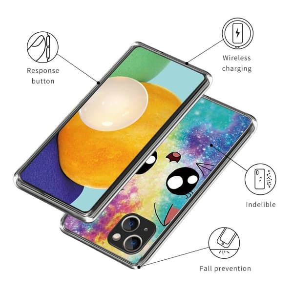 Deco iPhone 15 Plus deksel - Regnbuekatt Multicolor