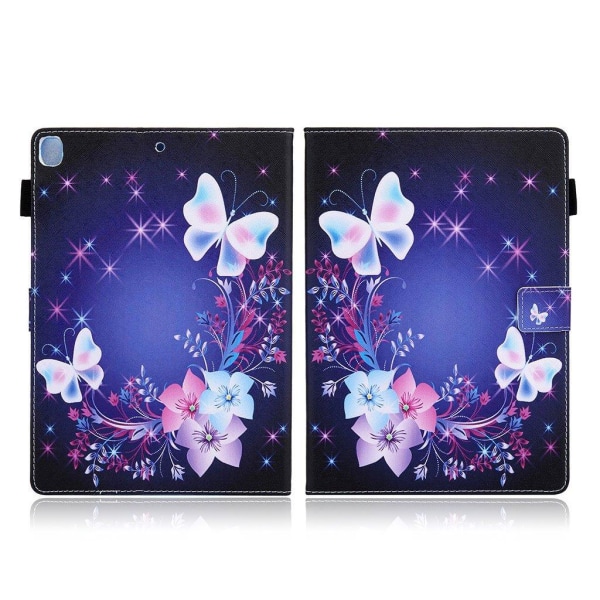 iPad 10.2 (2020) / Air (2019) mönster läder fodral - blomma / fj Blå