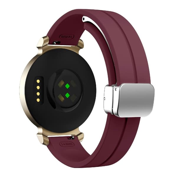 Garmin Lily 2 Silikonearmbånd med magnetisk foldespænde - Vinrød Med Sølvspænde Red