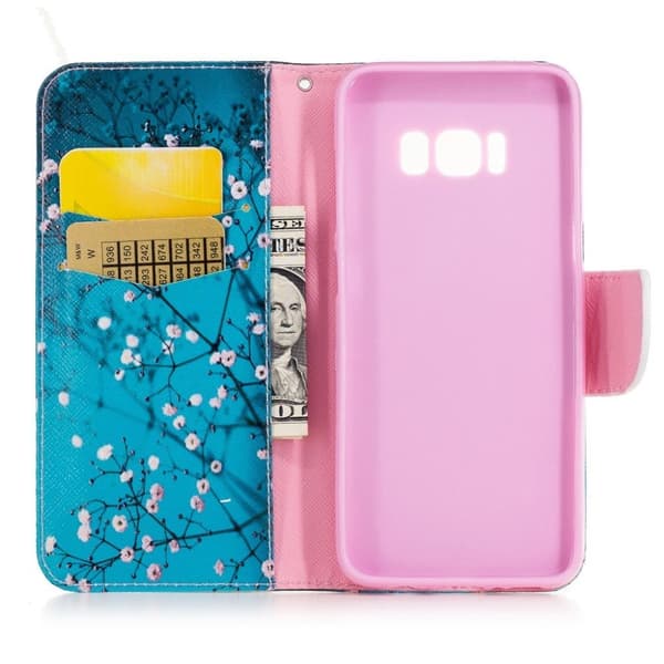 Samsung Galaxy S8 Mønstret Lær Flip Etui- Blooming Blomst Blue