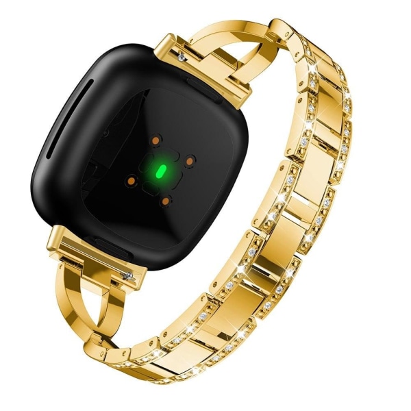 Rhinestone décor watch strap for Fitbit Sense / Versa 3 - Gold Guld