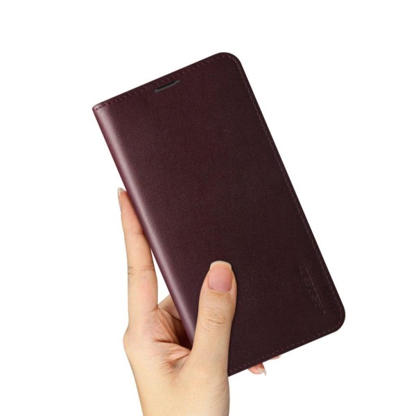 VRS Design ægte læder Diary for Galaxy Note 10 - Vinrød Red